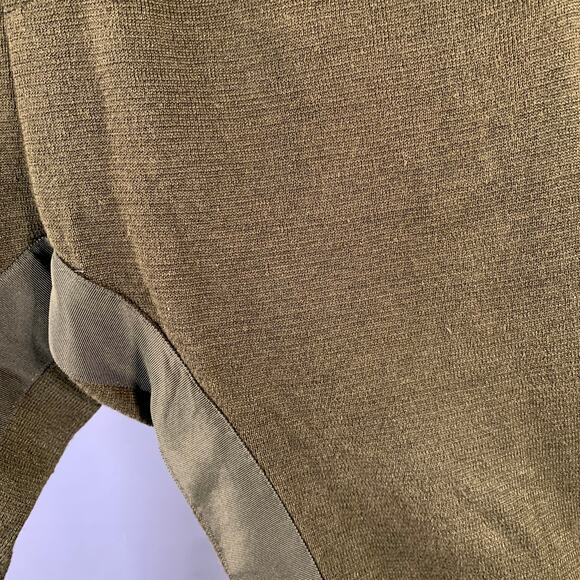 Size M Pulau Olive Knit Linen Blend Elastic Waistband Casual Pants - Picture 3 of 5